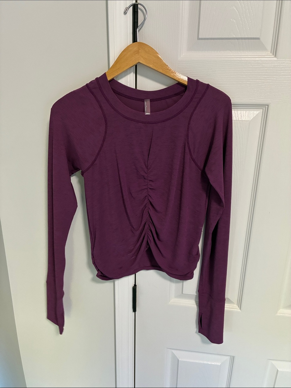 Free People Long Sleeve Ruched Front Top - Plum Purple